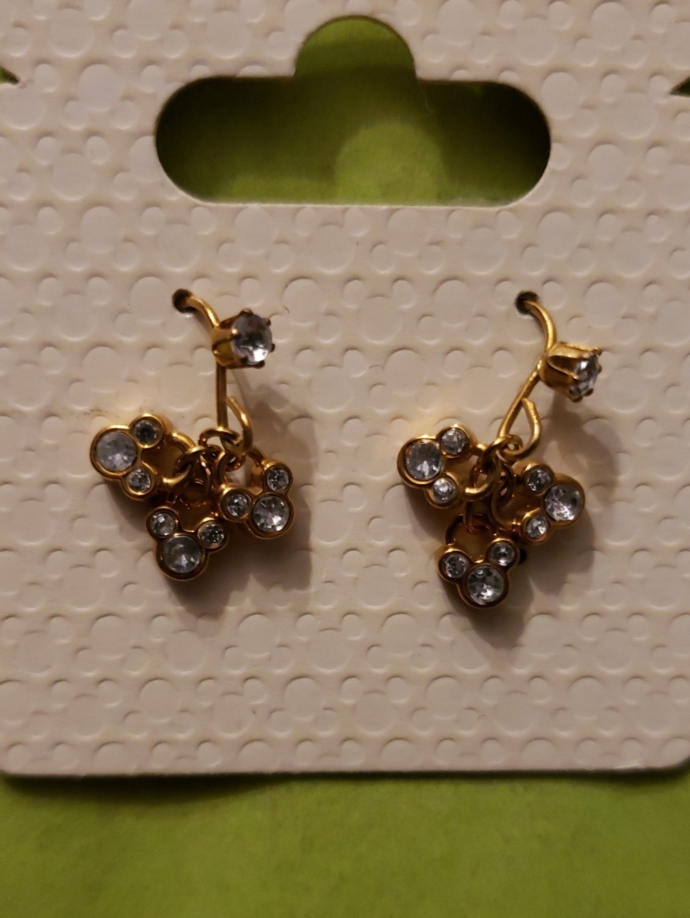 Disney Mouse Ears Gold-Tone Crystal Cluster Drop Earrings